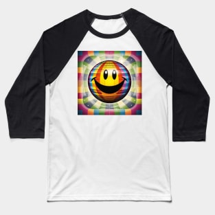 Stripey Retro Happy Face Baseball T-Shirt